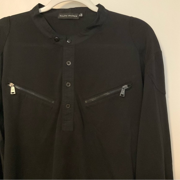 Ralph Lauren Black Label Button Front Chest Pockets Long Sleeve Shirt Black - Picture 6 of 14